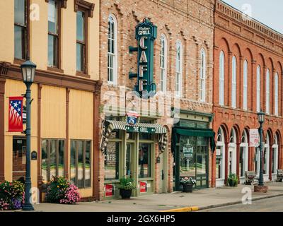 Cartello Vintage cafe sulla Route 66, ad Atlanta, Illinois Foto Stock