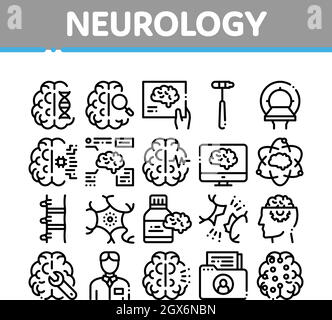 Icone della raccolta di medicina neurologica Imposta vettore Illustrazione Vettoriale