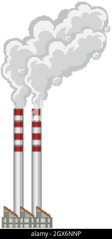 Camini di fabbrica con fumo che esce Illustrazione Vettoriale
