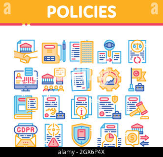 Criteri icone di raccolta dati Imposta vettore Illustrazione Vettoriale