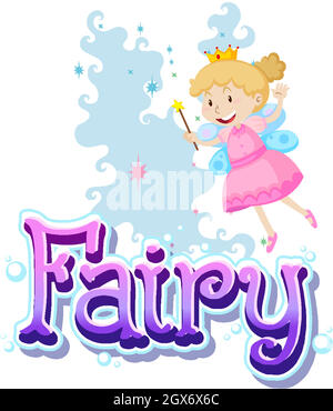 Logo fata con fairies su sfondo bianco Illustrazione Vettoriale