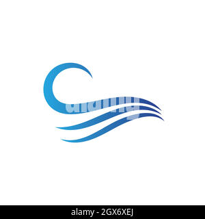 Immagine dell'icona vettoriale del logo dell'onda d'acqua Illustrazione Vettoriale