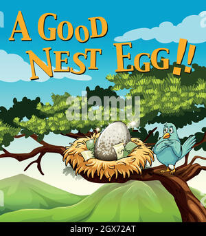 Frase sul poster per un buon nido uovo Illustrazione Vettoriale