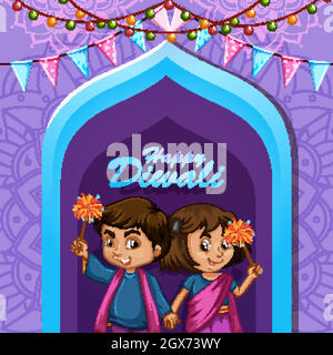 Poster design per Happy Diwali Illustrazione Vettoriale