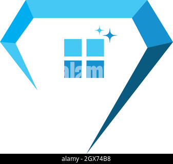 modello vettoriale logo casa diamante Illustrazione Vettoriale