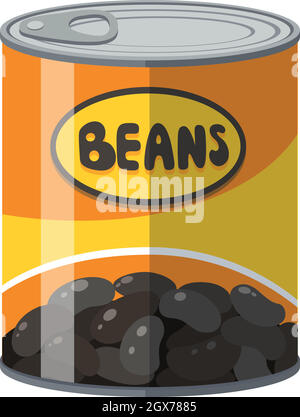 Fagioli neri in lattina di alluminio Illustrazione Vettoriale