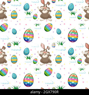 Modello senza giunture di uovo di pasqua e coniglio tagliato Illustrazione Vettoriale