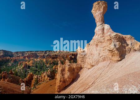 Facendo un'escursione attraverso l'anfiteatro del Bryce Canyon si scoprono molti Hoodoo's e altri splendidi siti Foto Stock