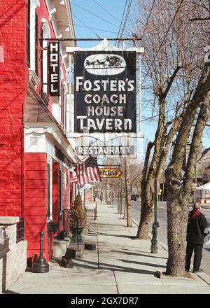 Fosters Coach House Tavern segno, a Rhinebeck, New York Foto Stock