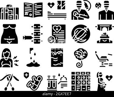 Maternità Ospedale Glyph Set Vector Illustration Flat Illustrazione Vettoriale