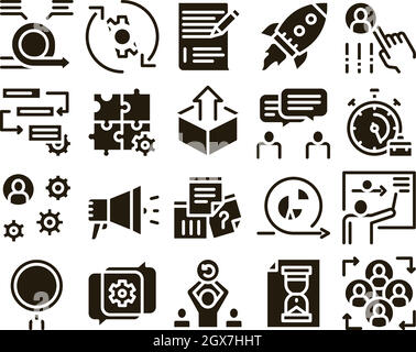 Scrum Agile elementi di raccolta icone vettoriali impostato Illustrazione Vettoriale