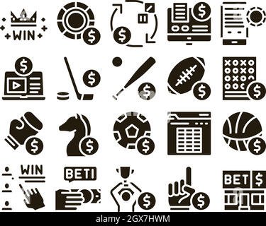 Scommesse e Gambling Glyph Set Vector Illustrazione Vettoriale