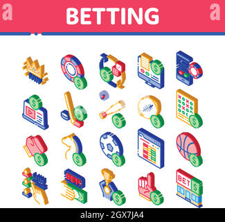 Scommesse e gioco d'azzardo icone isometriche Imposta vettore Illustrazione Vettoriale