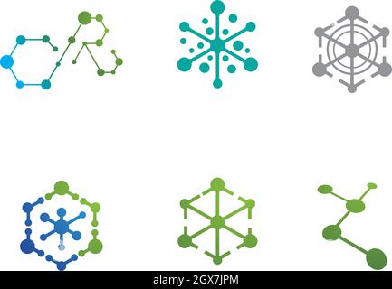 modello di icona del vettore del logo molecule Illustrazione Vettoriale