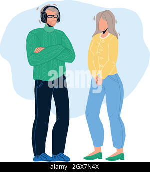 Generazione X uomo e donna stare insieme Vector Illustrazione Vettoriale