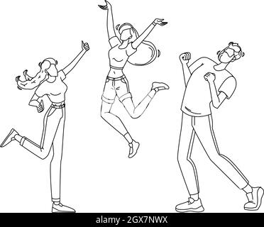 Happy People Jumping entusiasmo Emotion Illustrazione vettoriale Illustrazione Vettoriale