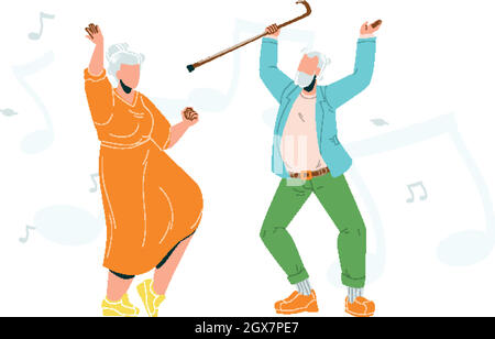 Figura vettoriale anziana Coppia Dancing Lifestyle Retirement Illustrazione Vettoriale