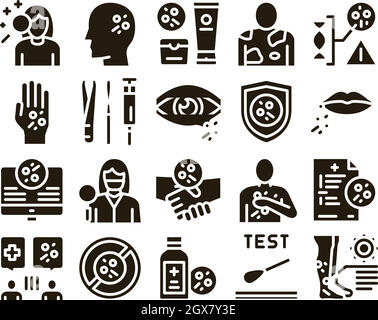 Dermatologia Skin Care Glyph Set Vector Illustrazione Vettoriale