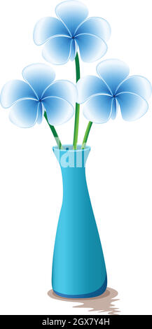 Fiori blu in vaso blu Illustrazione Vettoriale