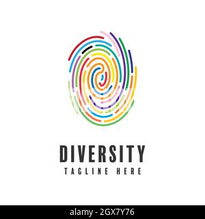 Logo Fingerprint Diversity isolato su sfondo bianco Illustrazione Vettoriale