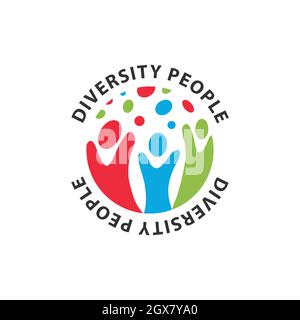 astratto logo diversità e la convivenza della gente sociale Illustrazione Vettoriale