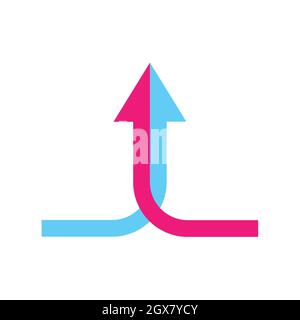 due frecce che uniscono icon vector collaborazione, partnership, alleanza, unendo e concetto di crescita per grafica design, logo, sito web, social media, mobi Illustrazione Vettoriale