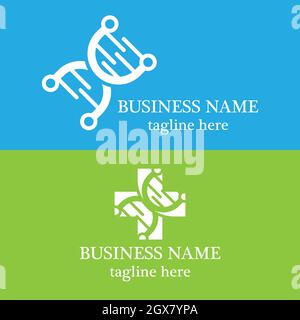 Modello di logo DNA disegno di icone vettoriali Foto Stock