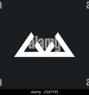 Due triangoli con disegno dell'icona del modello del logo della lettera m. Foto Stock