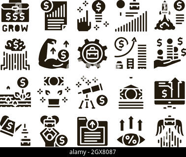 Business Growth and Management Icons Imposta vettore Illustrazione Vettoriale