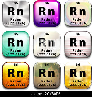 Una tabella periodica che mostra Radon Illustrazione Vettoriale
