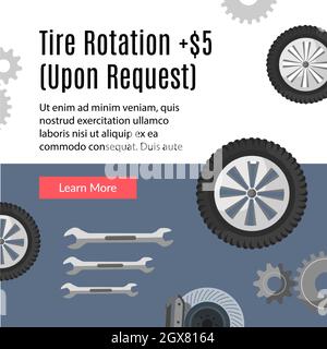Rotazione degli pneumatici su richiesta, ordinare online il servizio di assistenza Illustrazione Vettoriale