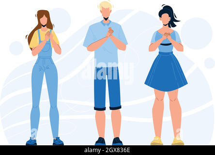 Honesty People Group con Hands on Chest Vector Illustrazione Vettoriale