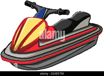 Moto d'acqua o jet boat in stile cartoon isolato su sfondo bianco Illustrazione Vettoriale