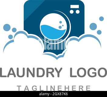 Modello di icona vettoriale del logo della lavanderia Illustrazione Vettoriale