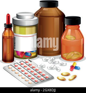 Un set di farmaci Illustrazione Vettoriale