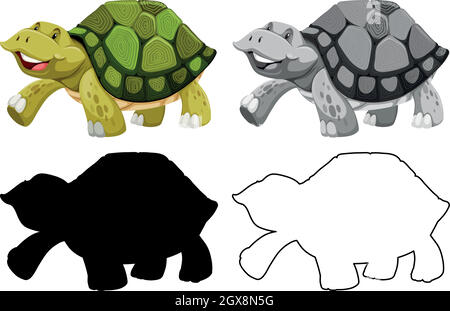 Set di carattere tartaruga Illustrazione Vettoriale