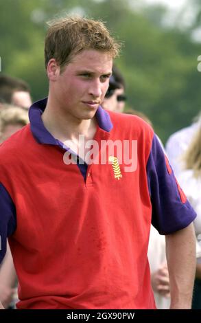 Il principe William gioca a Polo a Cirencester, Gloucestershire. Mezza lunghezza. Foto Stock