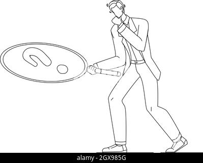 Uomo d'affari con Magnifier che guarda indizio Vector Illustrazione Illustrazione Vettoriale