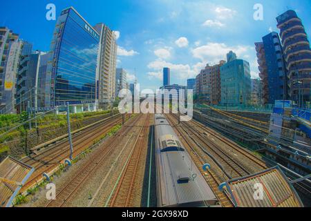 Gruppo di linee che conduce alla Stazione di Yokohama. Luogo di tiro: Yokohama-città prefettura di kanagawa Foto Stock