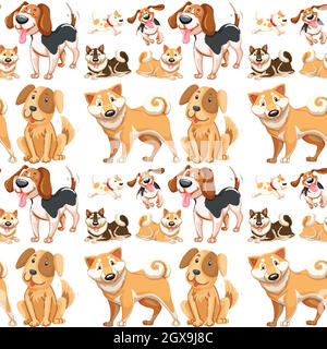 Sfondo senza giunture con molti cani Illustrazione Vettoriale