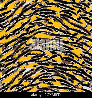 Modello senza giunture moderno astratto della tigre. Animali sfondo alla moda. Illustrazione vettoriale decorativa arancione e nero per stampa, cartoncino, cartolina Illustrazione Vettoriale