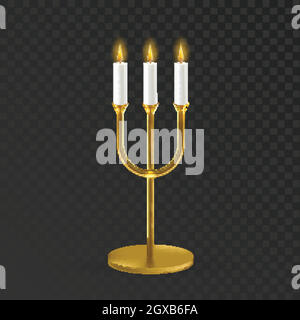 Candelabro con Burning Flame Candles Vector Illustration Illustrazione Vettoriale