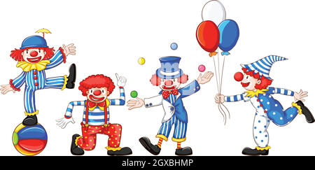 Uno schizzo di un gruppo di clown Illustrazione Vettoriale