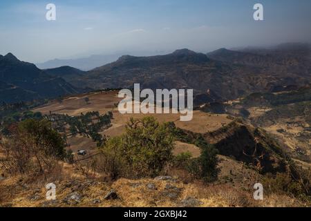 Simien Mountains - bellissimo paesaggio di montagna unico da Nord Etiopia altopiani, Etiopia. Foto Stock