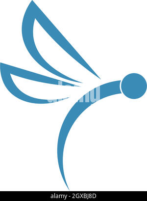 Illustrazione del modello di design dell'icona del logo Dragonfly Illustrazione Vettoriale