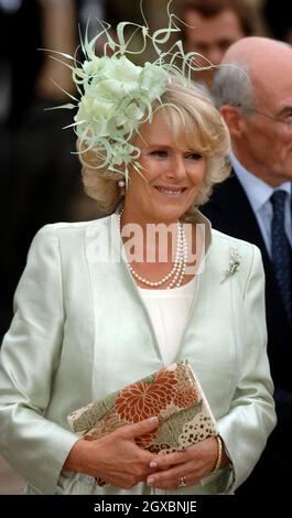 Camilla, duchessa di Cornovaglia arriva alla Chiesa di San Ciriaco. Foto Stock