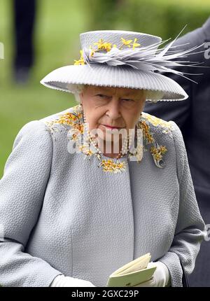 La Regina Elisabetta Lll partecipa al giorno delle Signore al Royal Ascot il 29 giugno 2019 Foto Stock