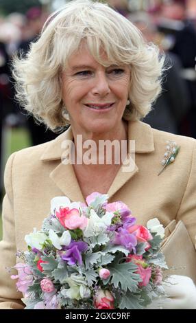 Camilla, Duchessa della Cornovaglia, visita il Sandringham Flower Show, nella tenuta di Sandringham, a Norfolk. Foto Stock