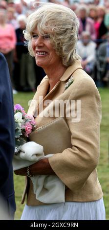 Camilla, Duchessa della Cornovaglia, visita il Sandringham Flower Show, nella tenuta di Sandringham, a Norfolk. Foto Stock