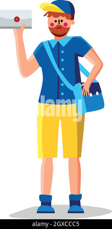 Mail Man con Mailbag consegna Letter Vector Illustrazione Vettoriale